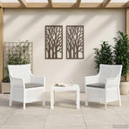 Juego de salón con cojín 3 pcs Blanco PP