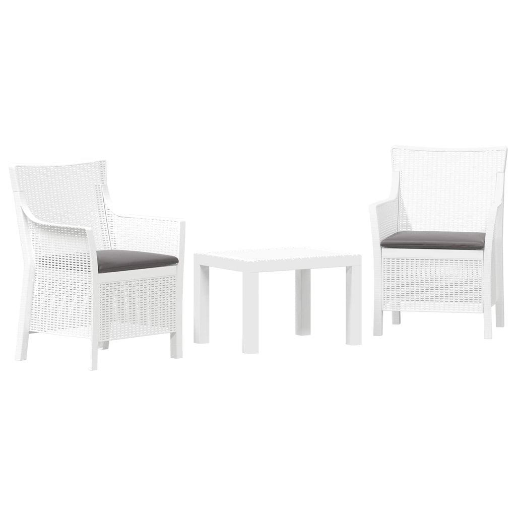Juego de salón con cojín 3 pcs Blanco PP