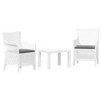 Juego de salón con cojín 3 pcs Blanco PP