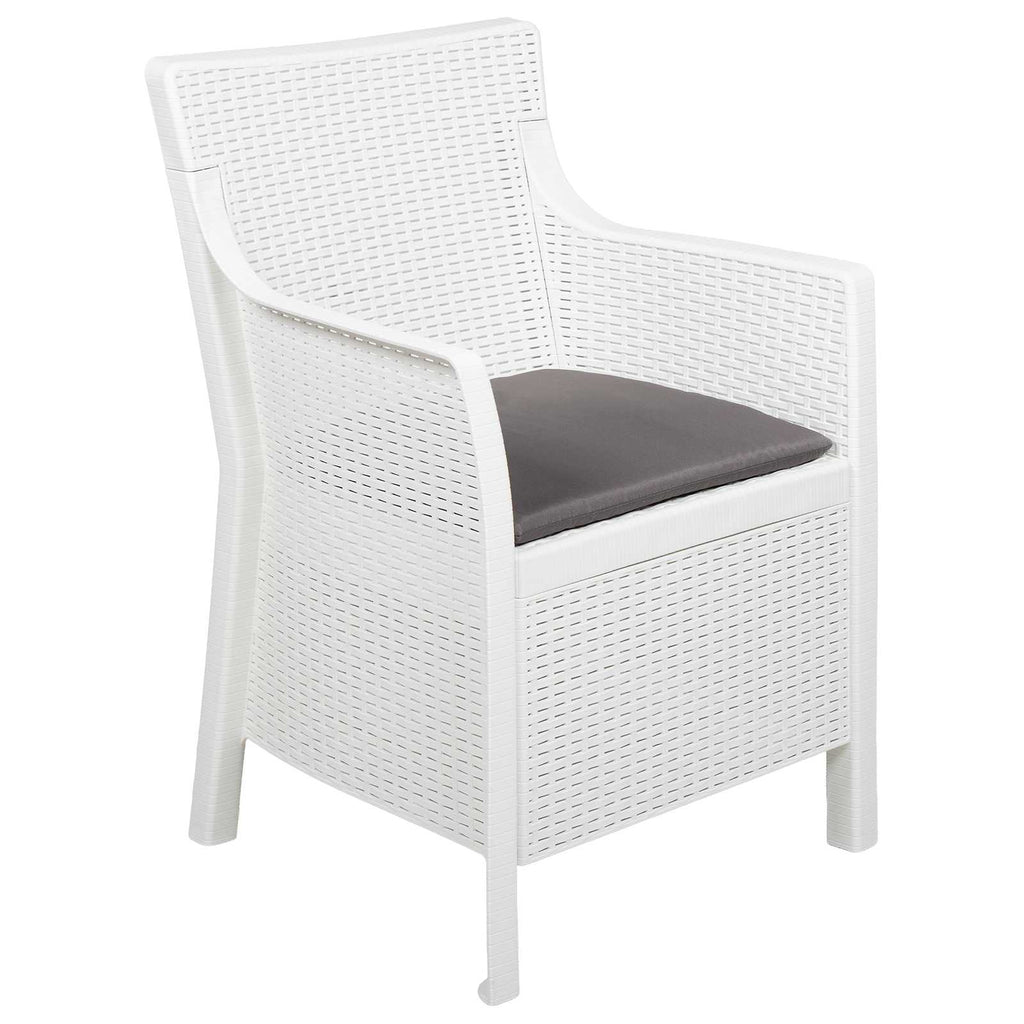 Juego de salón con cojín 3 pcs Blanco PP