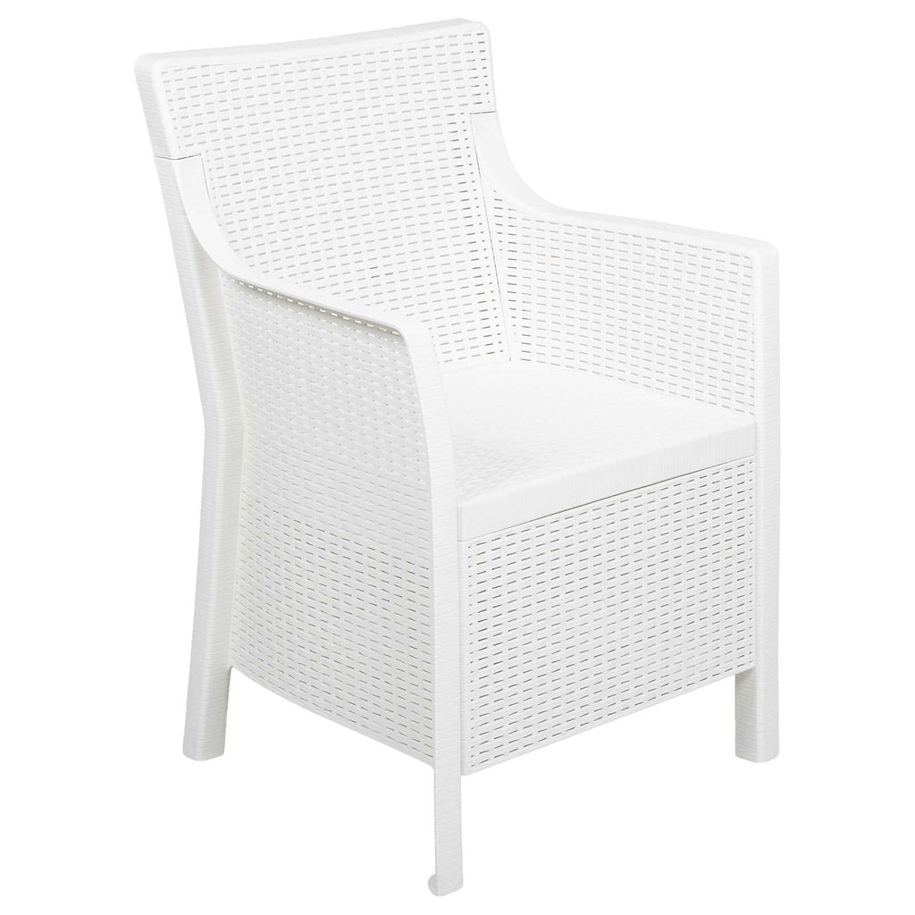 Juego de salón con cojín 3 pcs Blanco PP