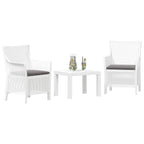 Juego de salón con cojín 3 pcs Blanco PP