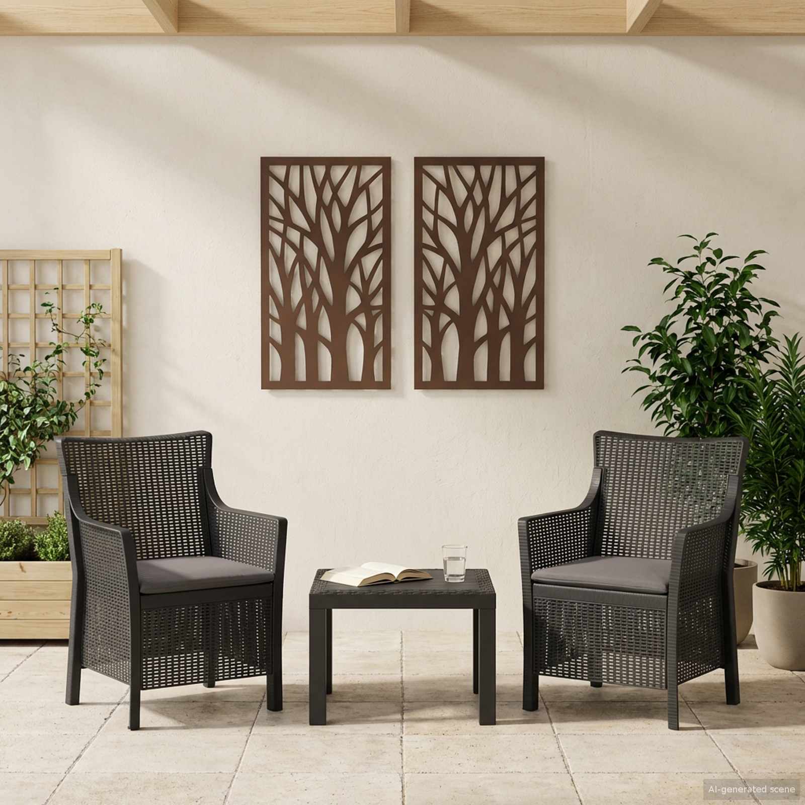 Móvel de sala com almofada 3 unid. Branco PP