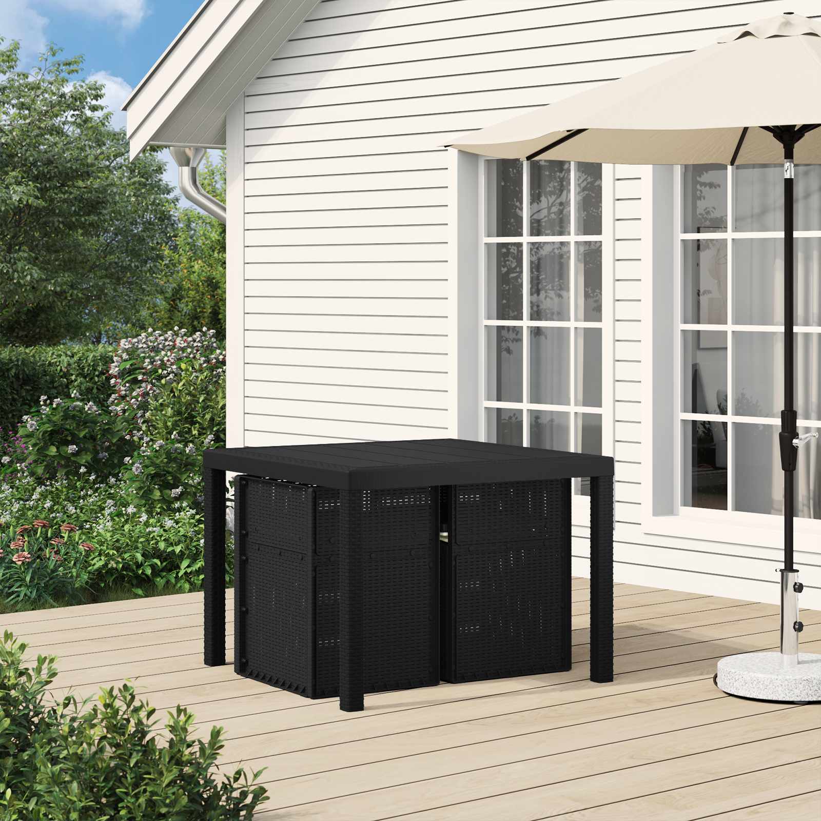 Conjunto de Comedor de Jardín 3 pcs Antracita y Crema PP