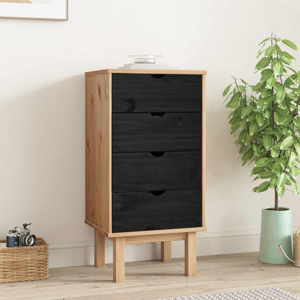 Cajonera OTTA Negro 45 x 39 x 90 cm Madera de Pino Maciza