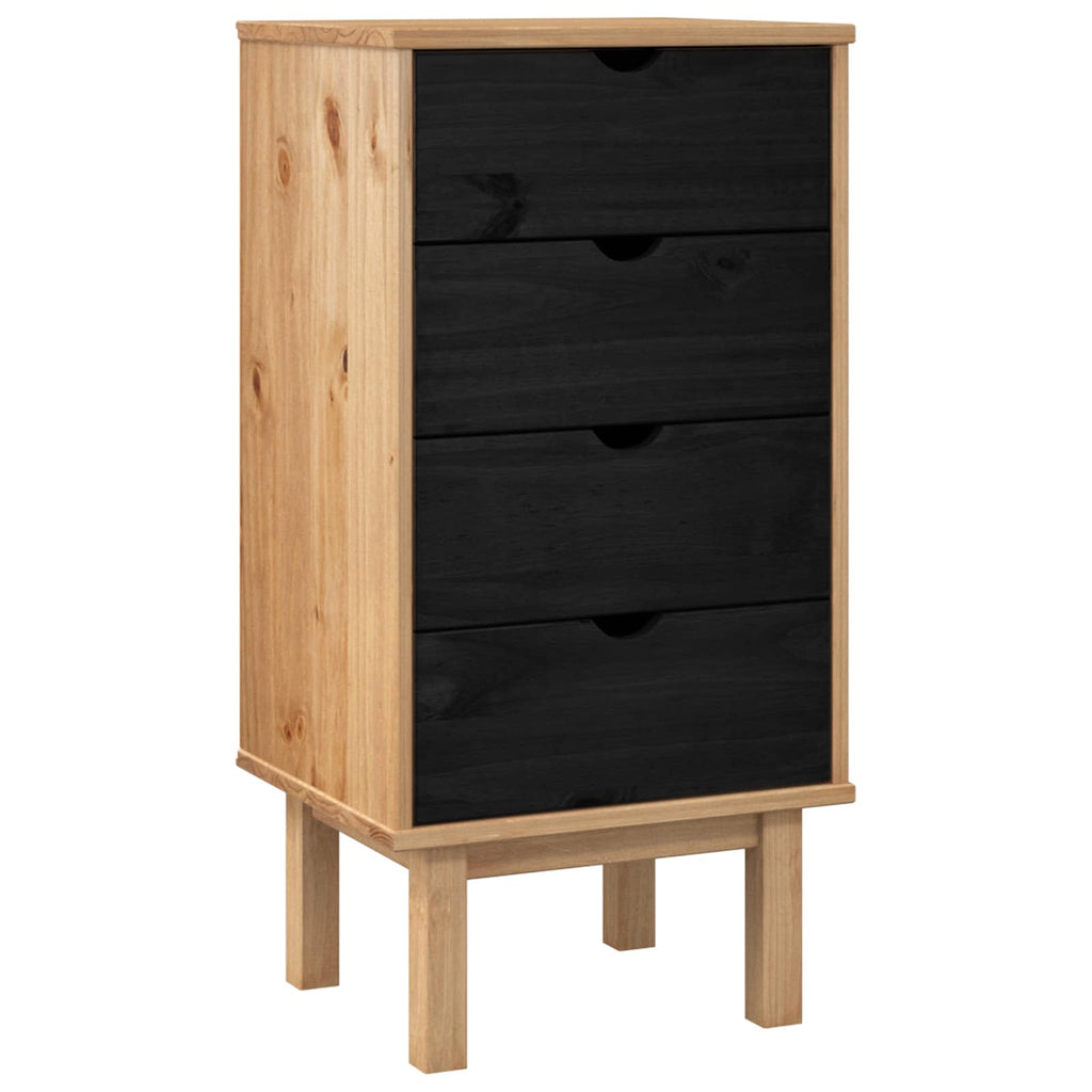 Cajonera OTTA Negro 45 x 39 x 90 cm Madera de Pino Maciza