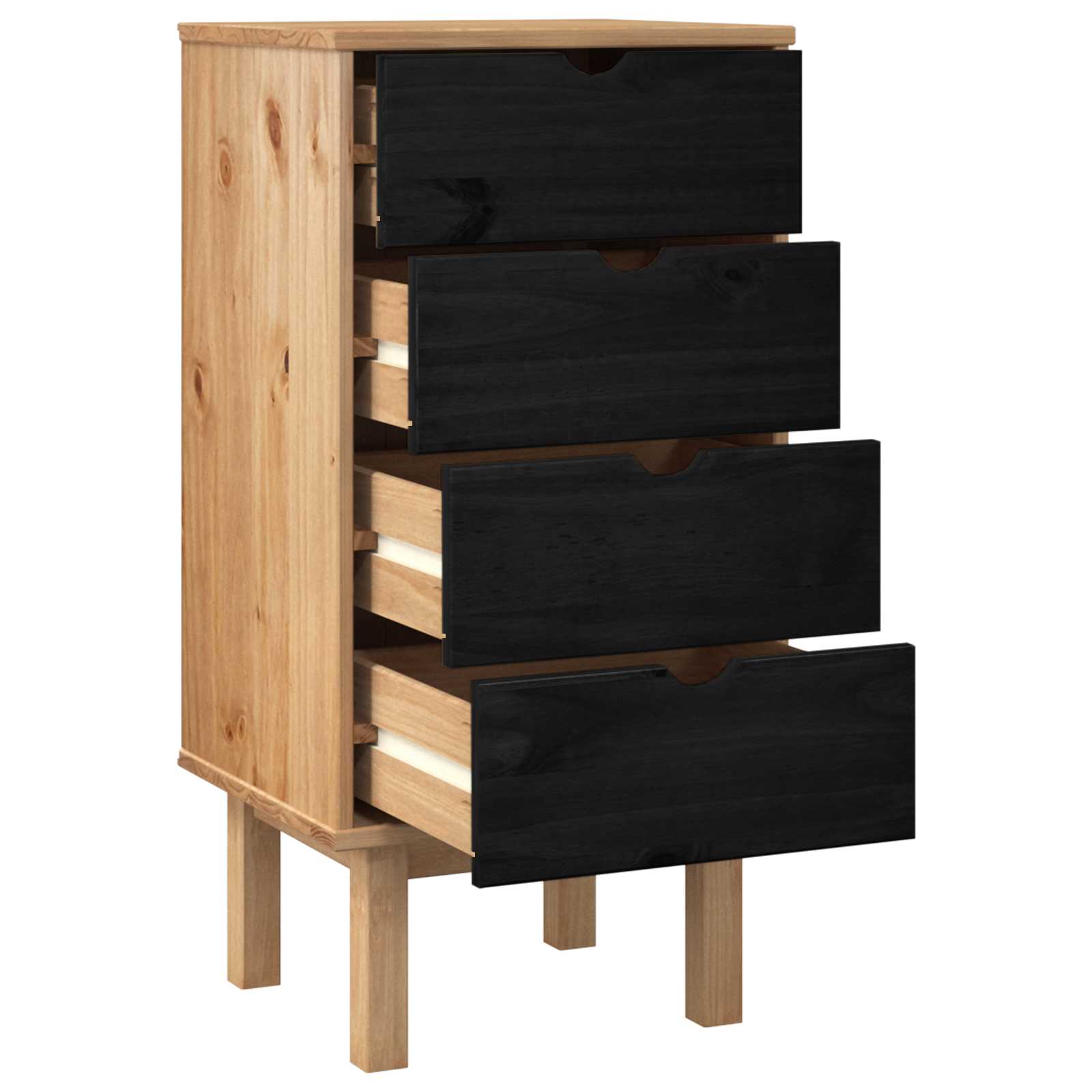 Cajonera OTTA Negro 45 x 39 x 90 cm Madera de Pino Maciza