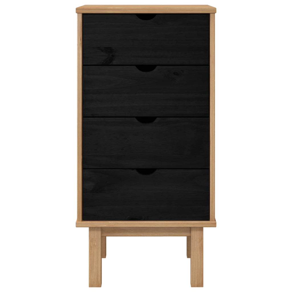 Cajonera OTTA Negro 45 x 39 x 90 cm Madera de Pino Maciza
