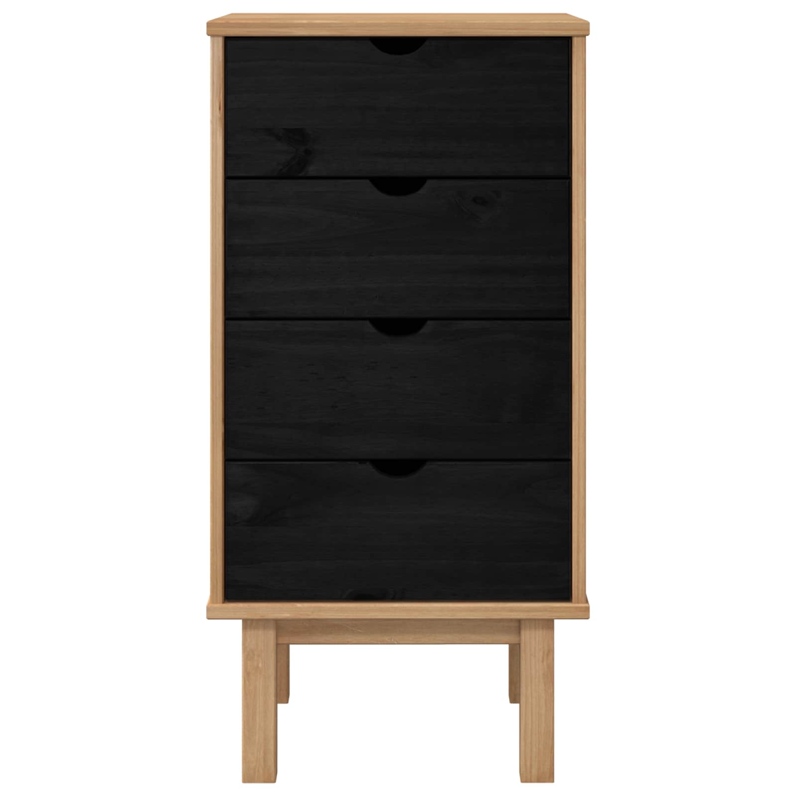 Cajonera OTTA Negro 45 x 39 x 90 cm Madera de Pino Maciza
