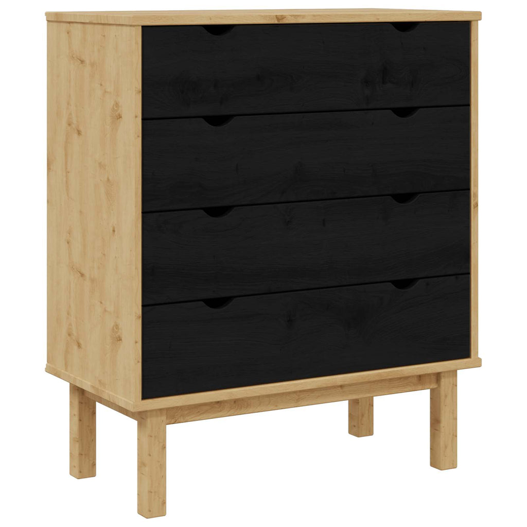 Cajonera OTTA Negro 76,5 x 39,5 x 90 cm Madera de Pino Maciza