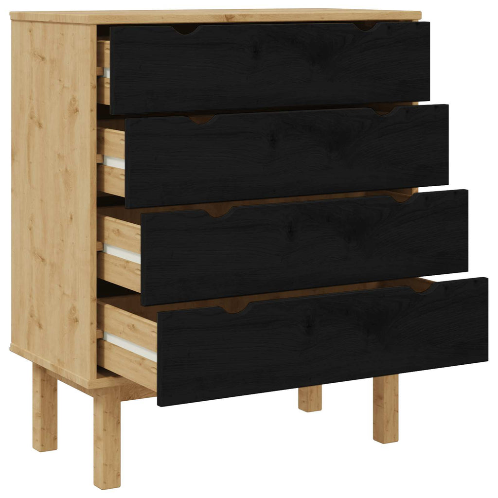 Cajonera OTTA Negro 76,5 x 39,5 x 90 cm Madera de Pino Maciza