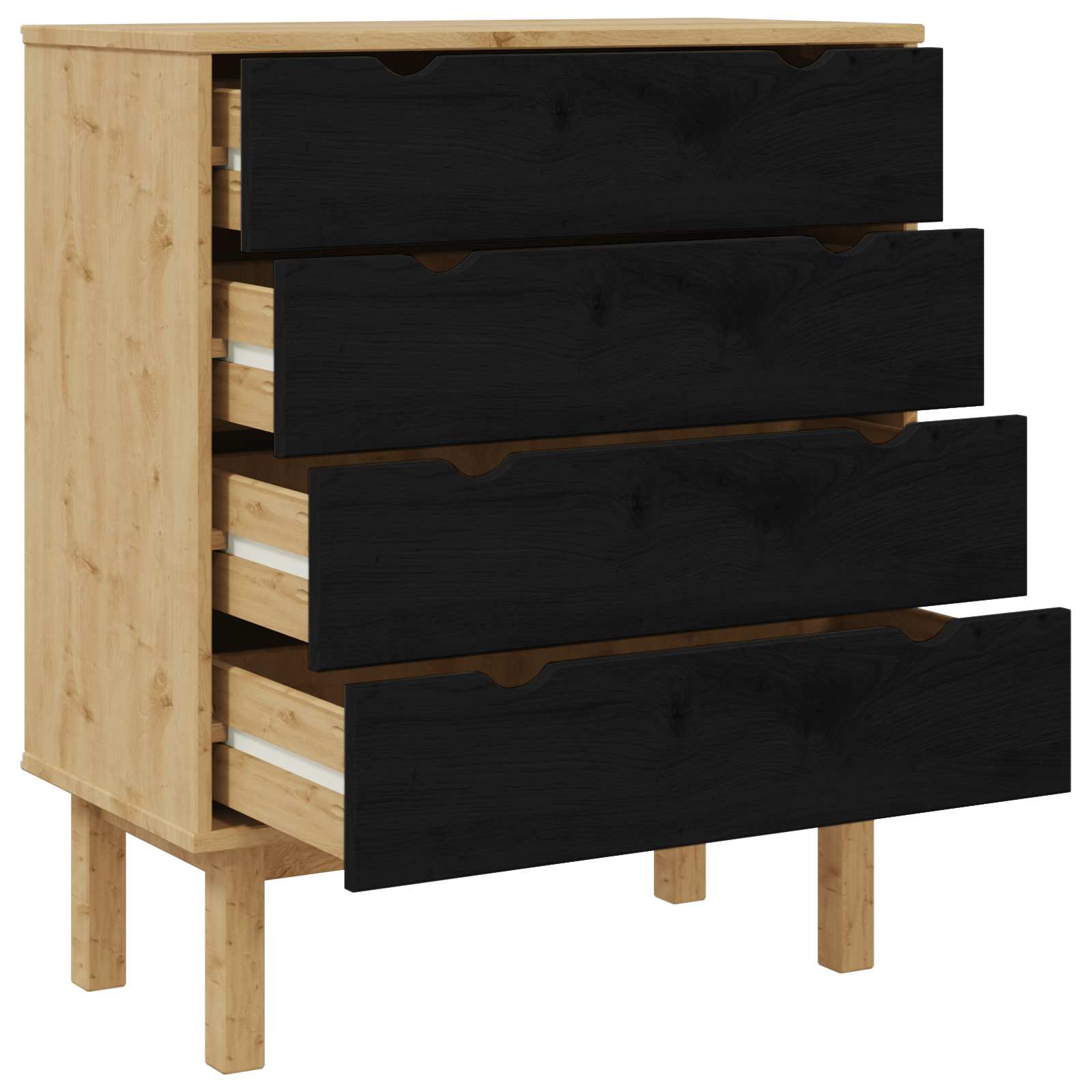 Cajonera OTTA Negro 76,5 x 39,5 x 90 cm Madera de Pino Maciza