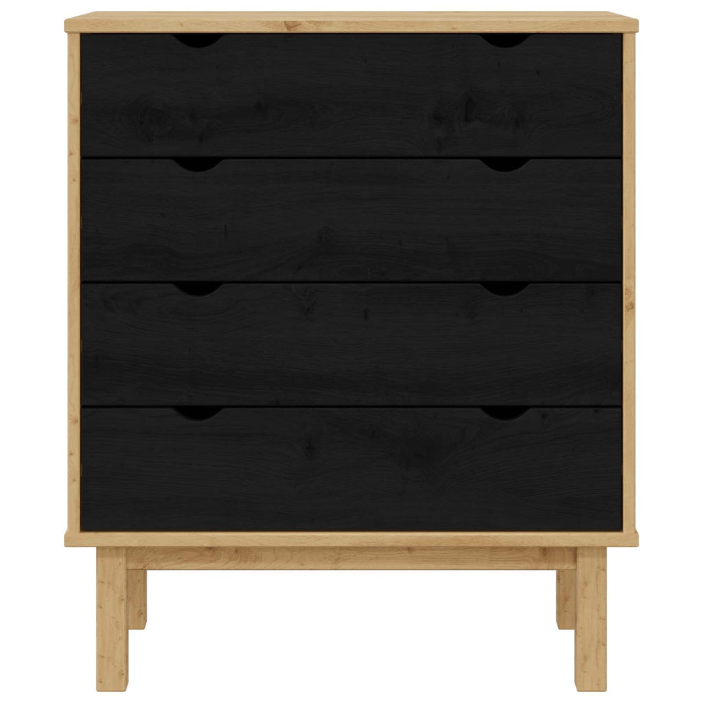 Cajonera OTTA Negro 76,5 x 39,5 x 90 cm Madera de Pino Maciza