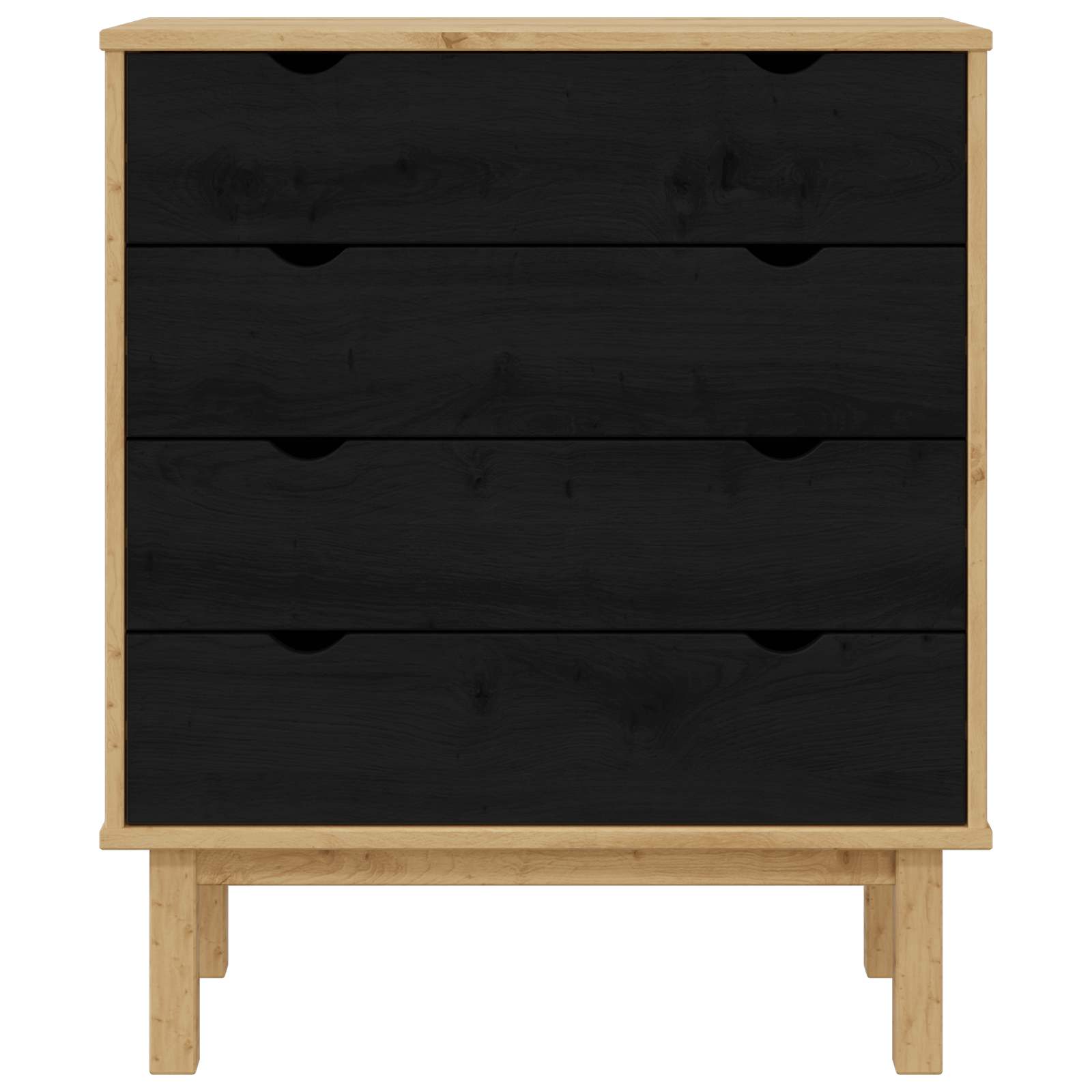 Cajonera OTTA Negro 76,5 x 39,5 x 90 cm Madera de Pino Maciza