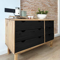 Cajonera OTTA Negro 111 x 43 x 73,5 cm Madera de Pino Maciza