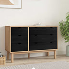 Cajonera OTTA Negro 111 x 43 x 73,5 cm Madera de Pino Maciza