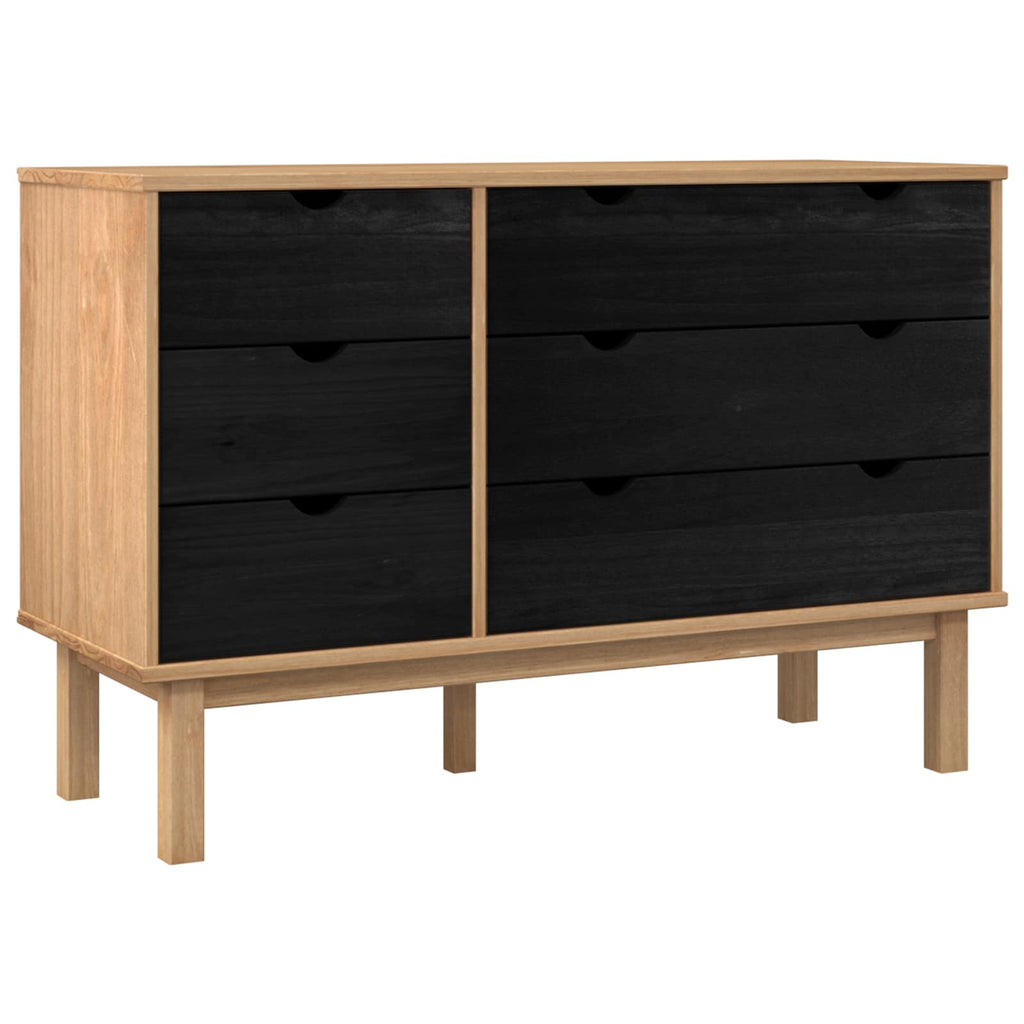 Cajonera OTTA Negro 111 x 43 x 73,5 cm Madera de Pino Maciza