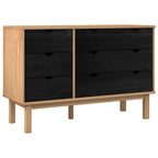 Cajonera OTTA Negro 111 x 43 x 73,5 cm Madera de Pino Maciza