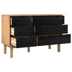 Cajonera OTTA Negro 111 x 43 x 73,5 cm Madera de Pino Maciza
