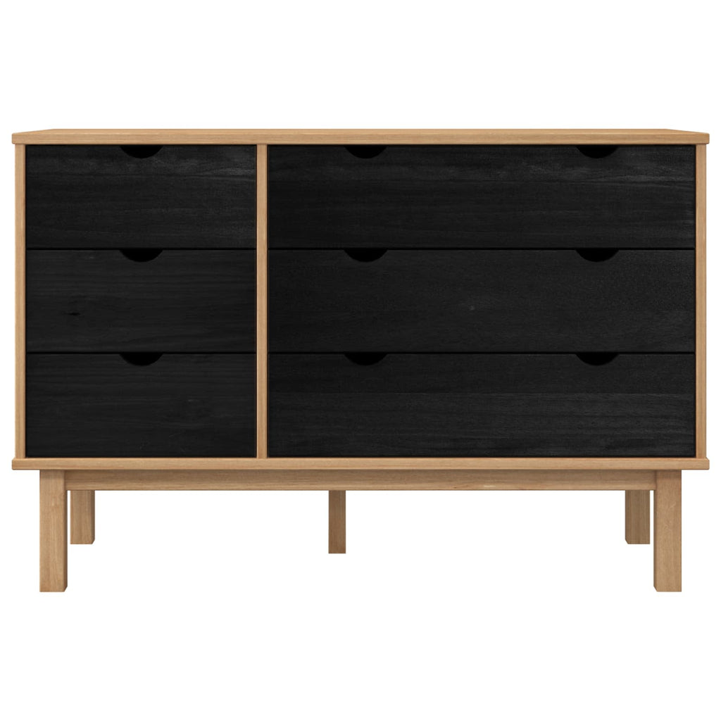 Cajonera OTTA Negro 111 x 43 x 73,5 cm Madera de Pino Maciza