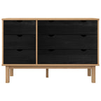 Cajonera OTTA Negro 111 x 43 x 73,5 cm Madera de Pino Maciza