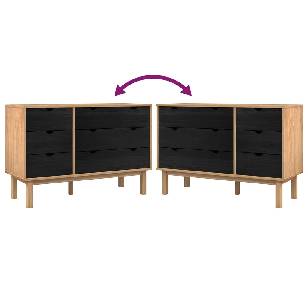 Cajonera OTTA Negro 111 x 43 x 73,5 cm Madera de Pino Maciza