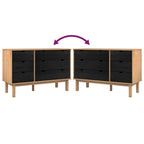 Cajonera OTTA Negro 111 x 43 x 73,5 cm Madera de Pino Maciza