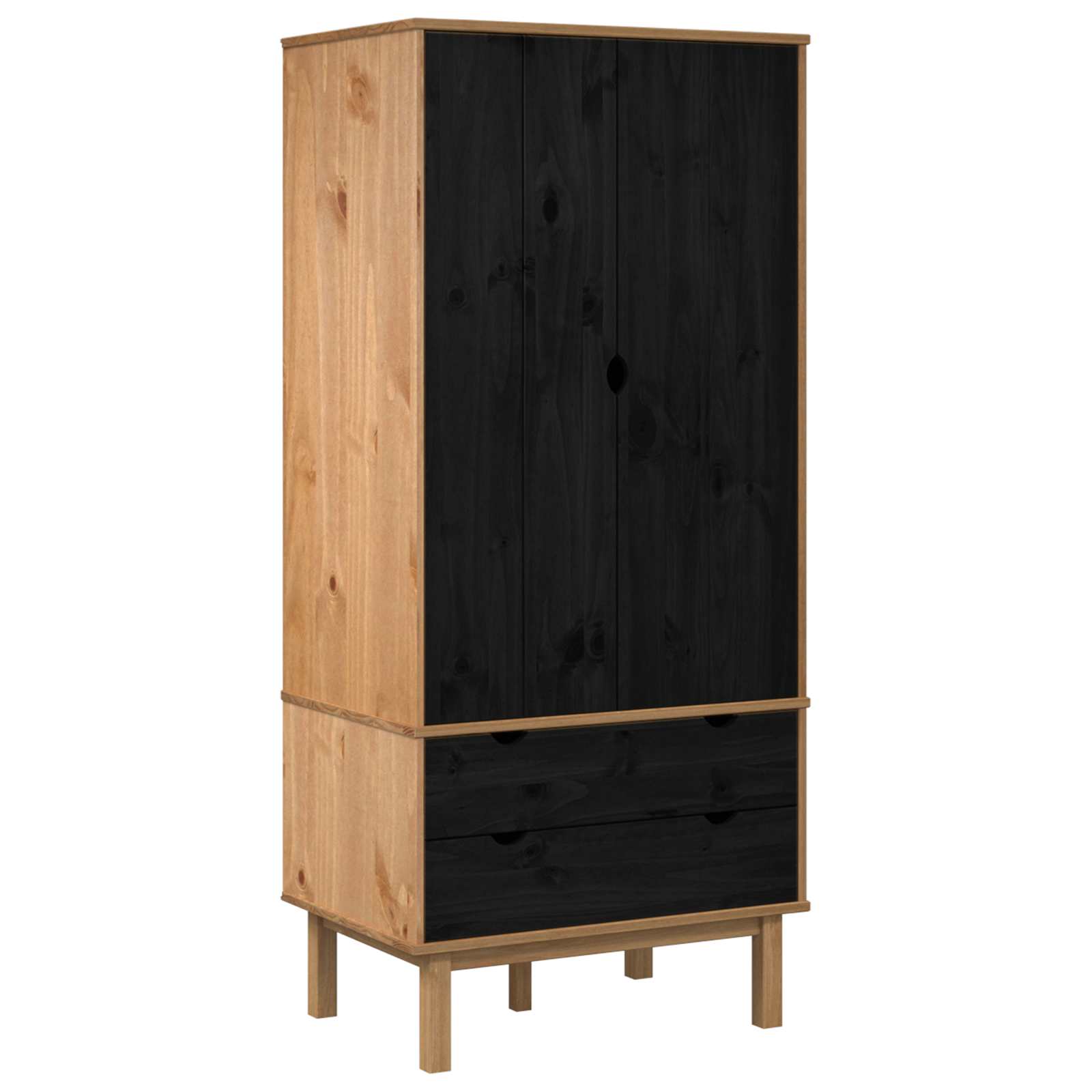 Armario OTTA Negro 76,5 x 53 x 172 cm Madera de Pino Maciza