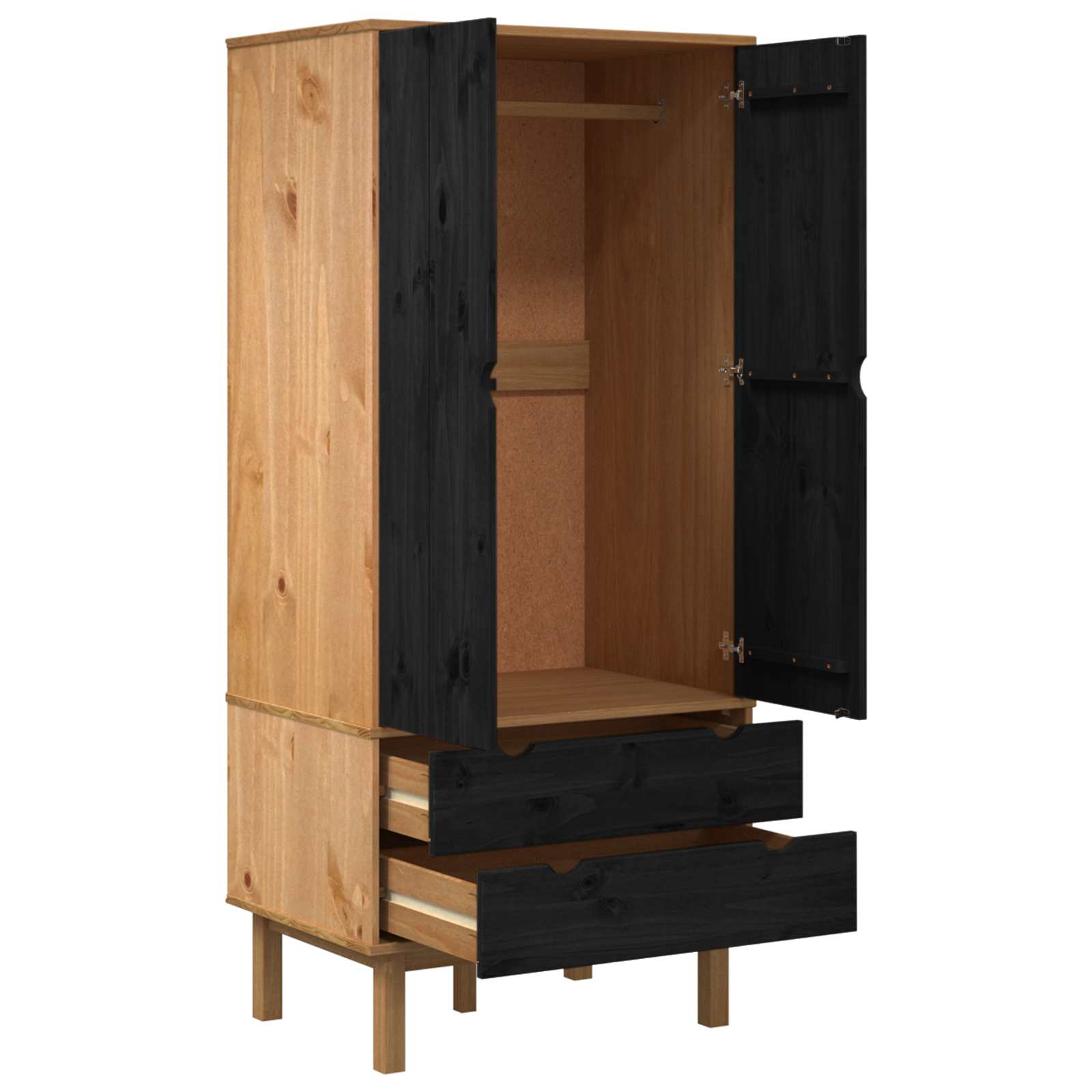 Armario OTTA Negro 76,5 x 53 x 172 cm Madera de Pino Maciza