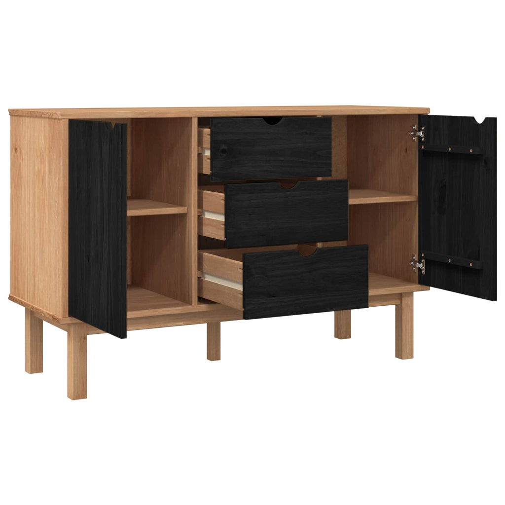 Aparador OTTA Negro 113,5 x 43 x 73 cm Madera de Pino Maciza