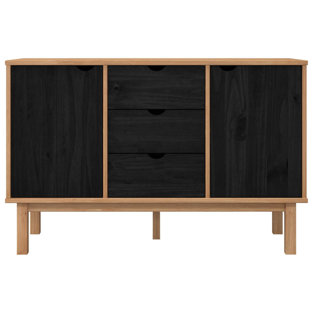 Aparador OTTA Negro 113,5 x 43 x 73 cm Madera de Pino Maciza