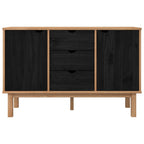 Aparador OTTA Negro 113,5 x 43 x 73 cm Madera de Pino Maciza