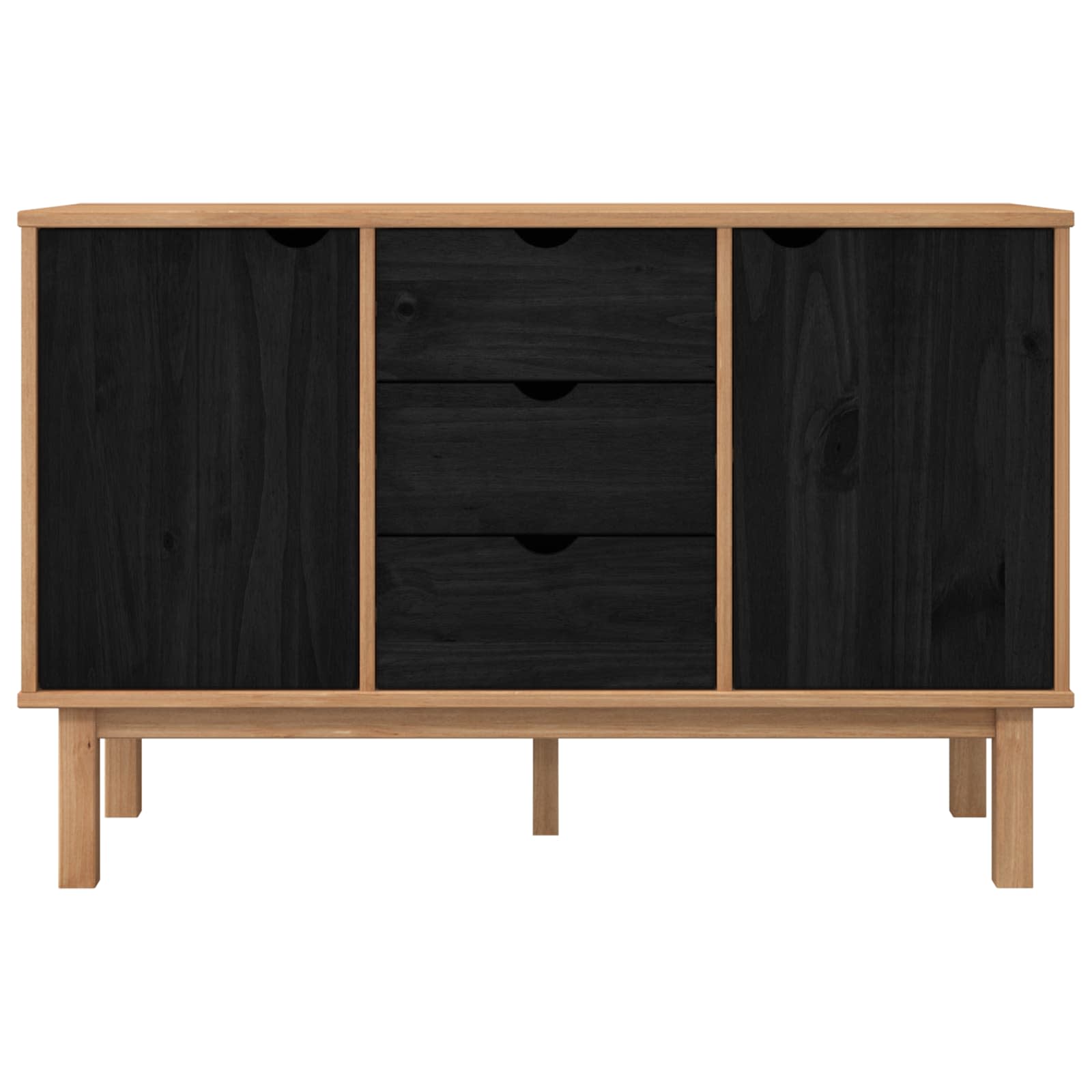 Aparador OTTA Negro 113,5 x 43 x 73 cm Madera de Pino Maciza