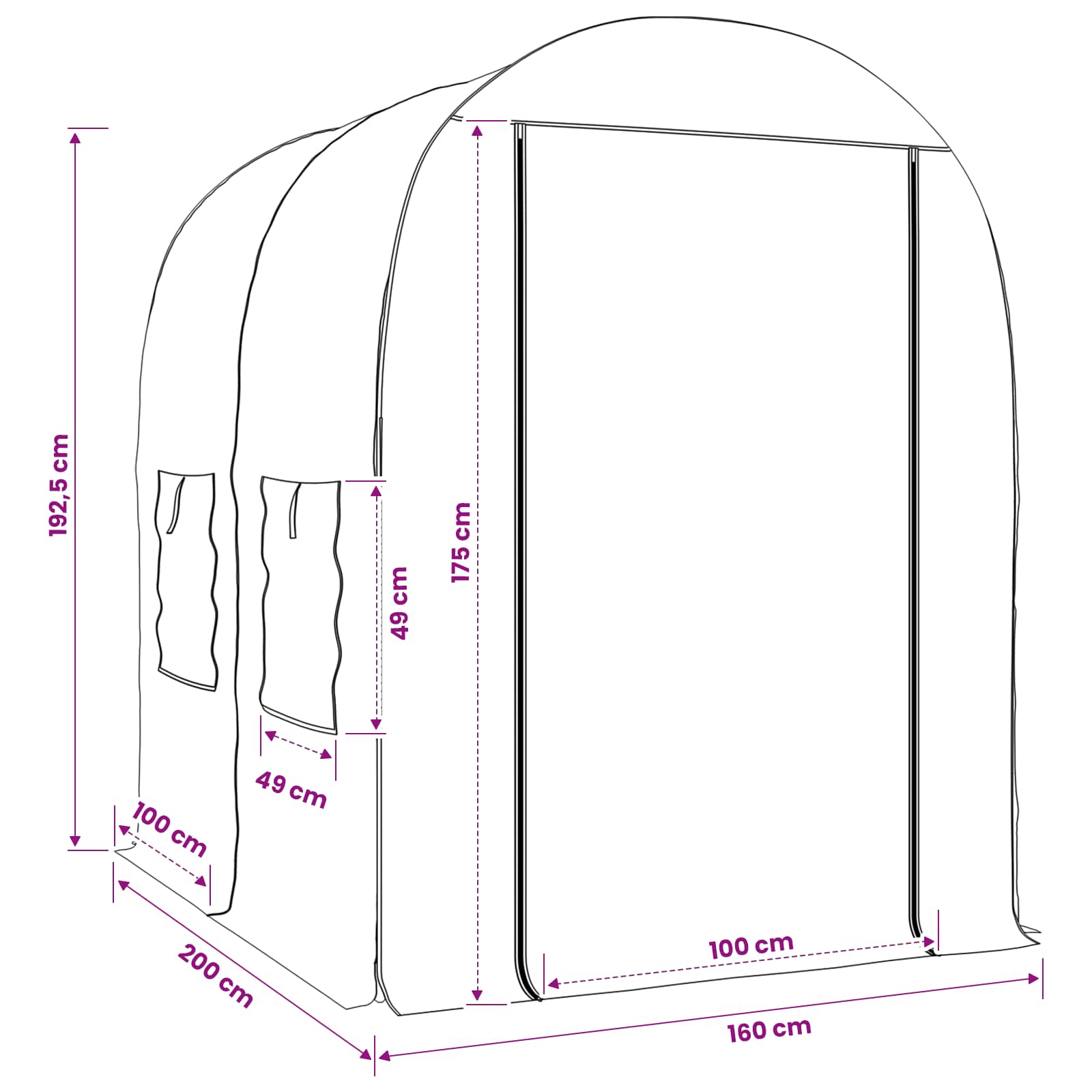 Invernadero con Estructura 160 x 200 x 192,5 cm PVC