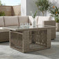 Mesa de Jardín Beige 100 x 55 x 37 cm Rattan PE y Cristal