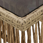 Mesa de Jardín Beige 100 x 55 x 37 cm Rattan PE y Cristal