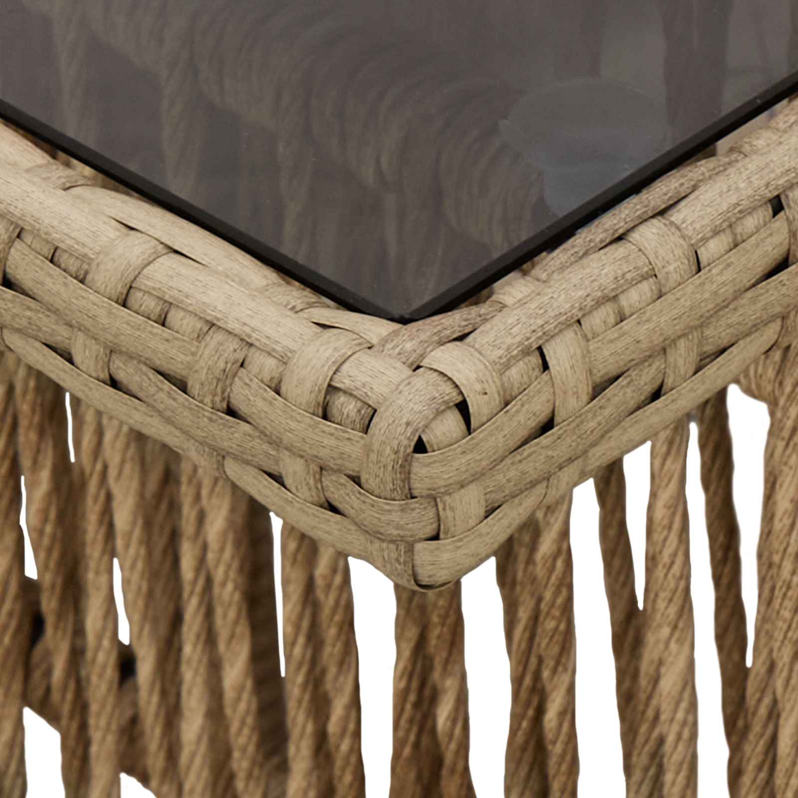 Mesa de Jardín Beige 100 x 55 x 37 cm Rattan PE y Cristal