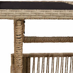 Mesa de Jardín Beige 100 x 55 x 37 cm Rattan PE y Cristal