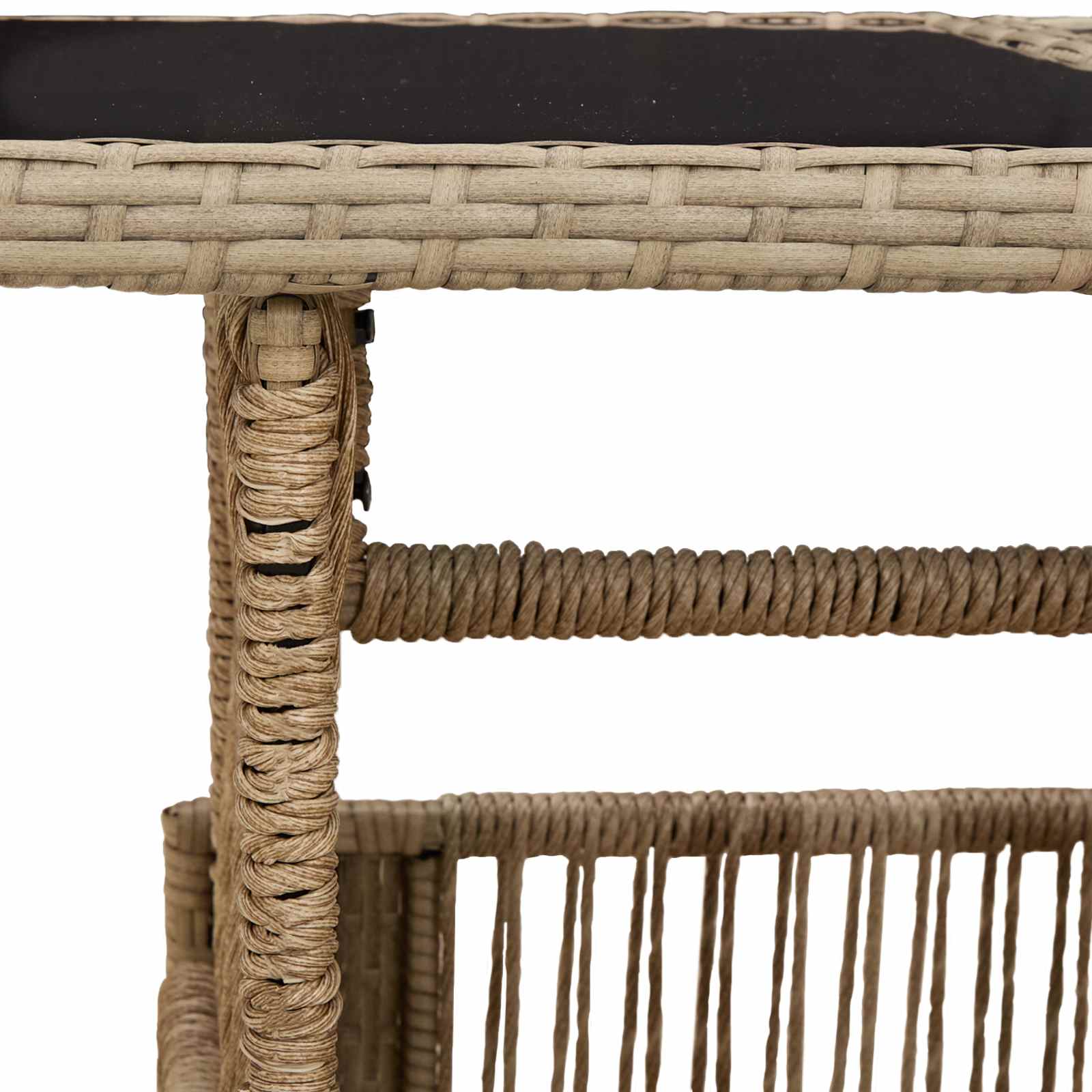 Mesa de Jardín Beige 100 x 55 x 37 cm Rattan PE y Cristal