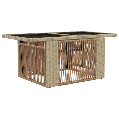 Garden Table Beige 100 x 55 x 37 cm PE Rattan and Glass