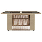 Mesa de Jardín Beige 100 x 55 x 37 cm Rattan PE y Cristal