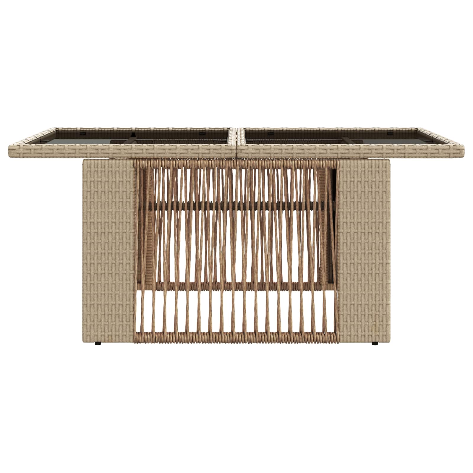 Mesa de Jardín Beige 100 x 55 x 37 cm Rattan PE y Cristal