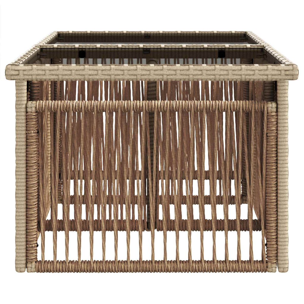 Mesa de Jardín Beige 100 x 55 x 37 cm Rattan PE y Cristal