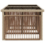 Mesa de Jardín Beige 100 x 55 x 37 cm Rattan PE y Cristal