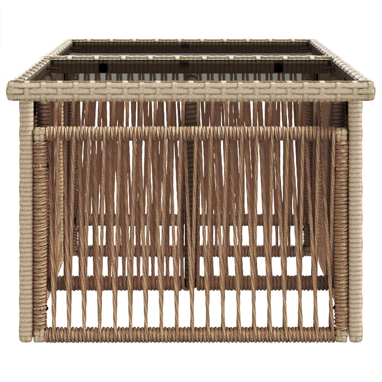 Mesa de Jardín Beige 100 x 55 x 37 cm Rattan PE y Cristal
