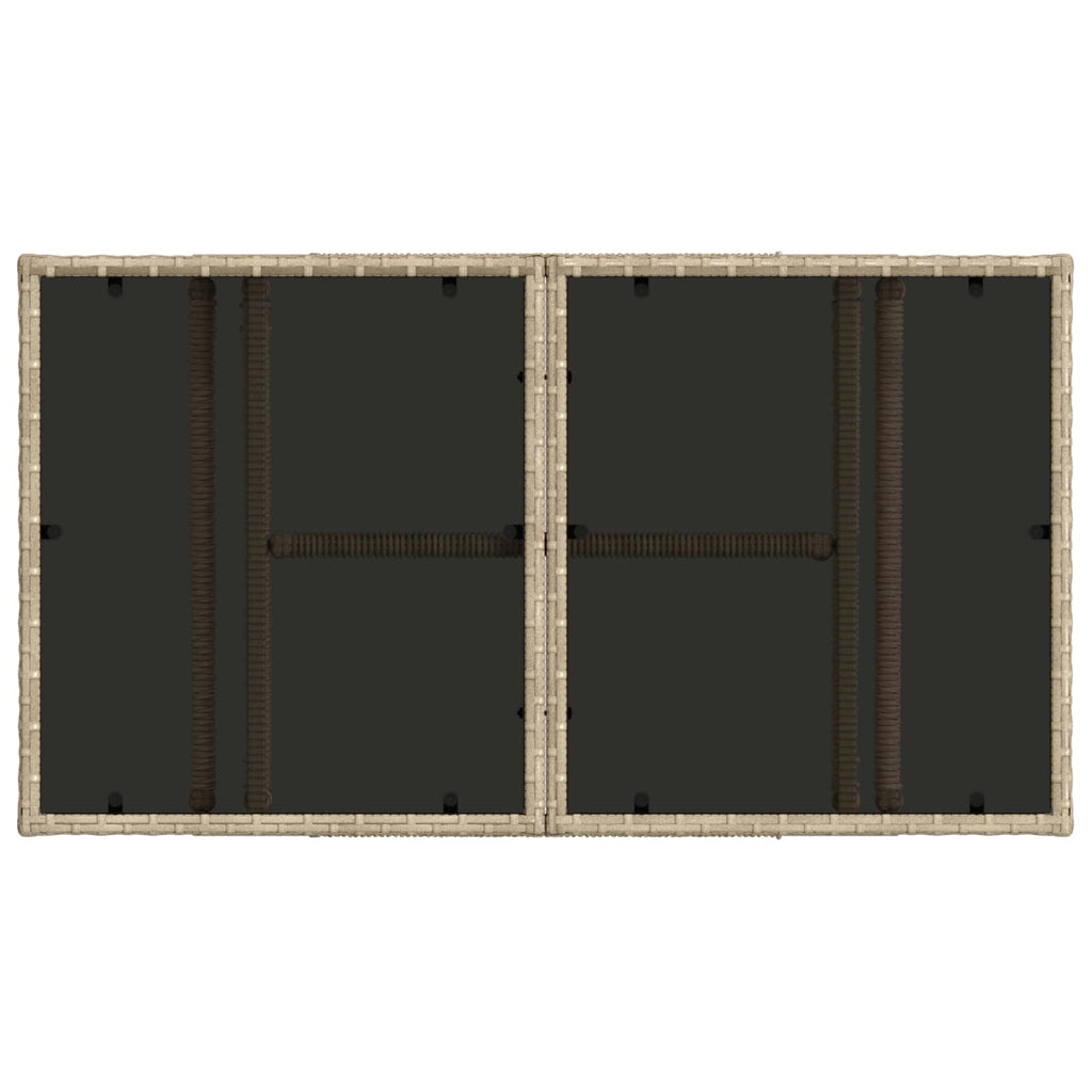 Mesa de Jardín Beige 100 x 55 x 37 cm Rattan PE y Cristal