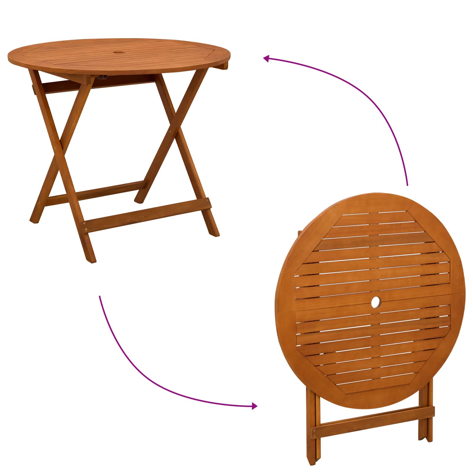 Mesa de jardín plegable Marrón Ø 90 x 75 cm