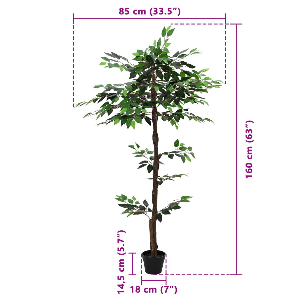 Planta Ficus Artificial Verde 85 x 18 x 160 cm Tela y madera