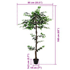 Planta Ficus Artificial Verde 85 x 18 x 160 cm Tela y madera