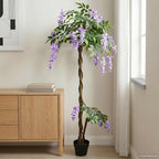 Árbol de Flores de Frijol Artificial Morado 80 x 18 x 160 cm